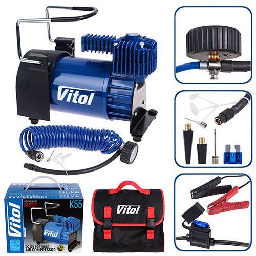 Компресор "ViTOL" К-55 150psi/23Amp /50л/шланг 5,0м/клеми 71803 фото