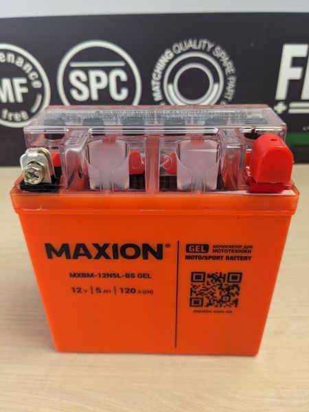 Мото акумулятор MAXION (HUAWEI) MXBM-12N5L-BS GEL (12V, 5Ah, 120A) 10011081 фото