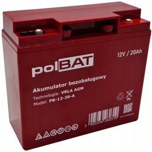 Батарея до ДБЖ polBAT AGM 12V-20Ah (PB-12-20-A) 1022519 фото