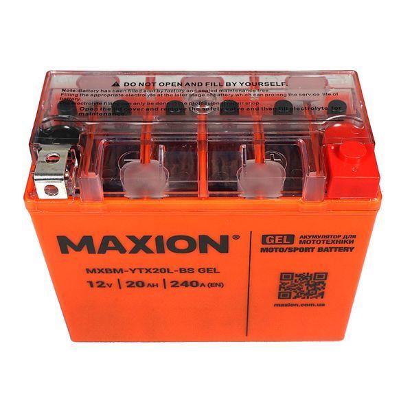 Мото акумулятор MAXION (HUAWEI) 24MXBM-YTX20L-BS GEL (12V, 20Ah, 240A, -/+) 10011085 фото