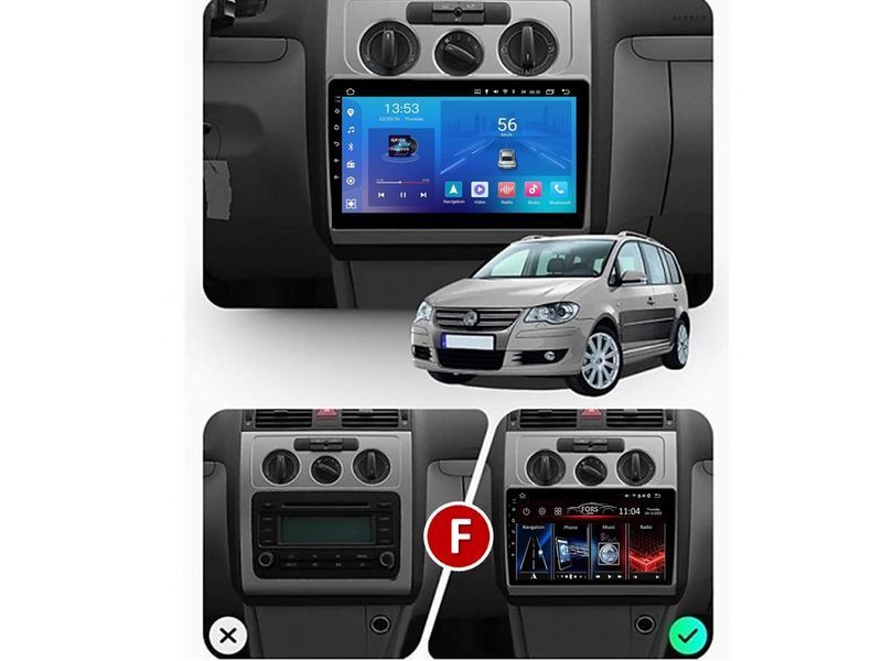 Штатна магнітола FORS.auto FS 1 LITE для Volkswagen Touran (1+32Gb, 10&quot\;, Manual AC) 2004-2008 FS-1438 фото