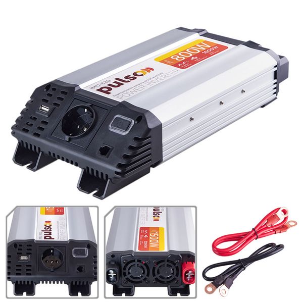 Перетворювач напруги PULSO/IMU-1520/12V-220V/1500W/USB-5VDC2.0A/мод.хвиля/клеми (IMU-1520) 15201500 фото