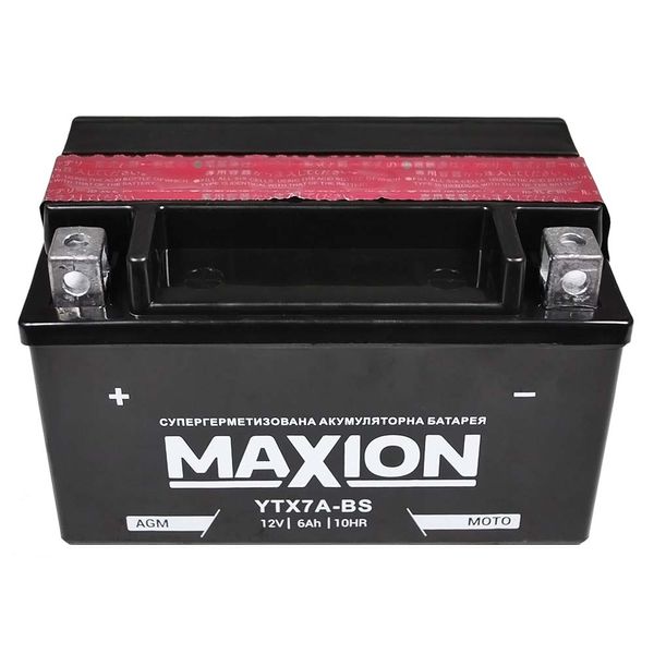 Мото акумулятор Maxion AGM 12V 7A L+ (лівий +) YTX 7A-BS 564958894791 фото