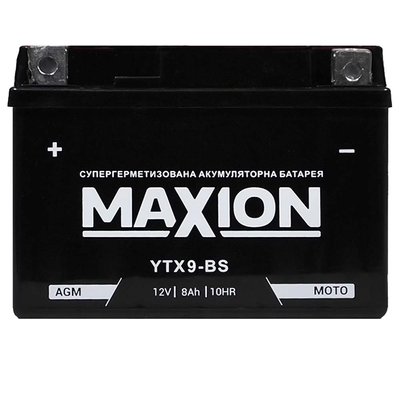 Мото акумулятор MAXION AGM 12V 8A L+ (лівий +) YTX 9-BS 564958889145 фото