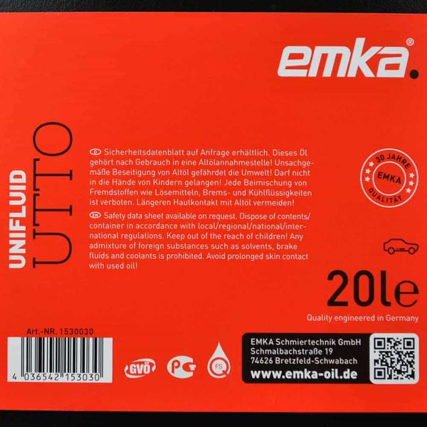 EMKA Unifluid UTTO 20L 564958893641 фото