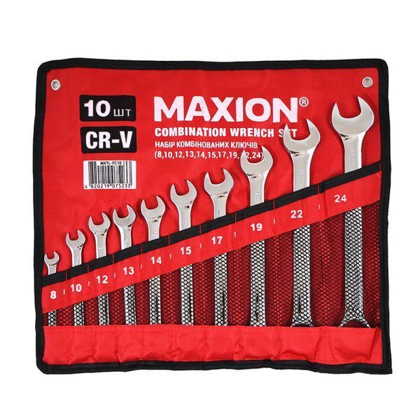 Набір комбінованих ключів 10 одиниць, Cr-V, MAXION MXTL- FC10, (8-24мм) 13145 фото
