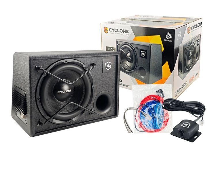 Активний автомобільний сабвуфер CYCLONE SBN-300 12" 1000W з підсилювачем та комплектом для підключення(3005097) 3005097 фото