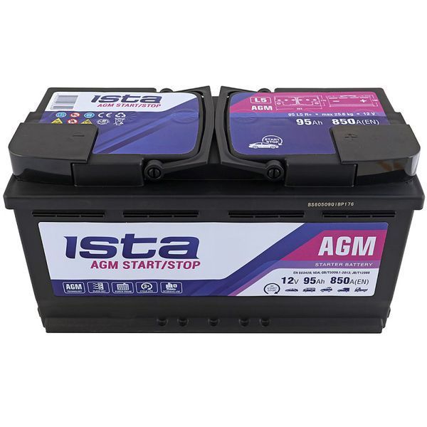 Автомобільний акумулятор ISTA AGM 95Ah 850A R+ (L5) 365514 фото
