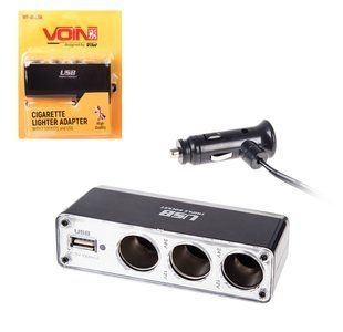 Подовжувач прикурювача 3+1USB дріт/запобіг (WF-0096A) WF-0096A фото
