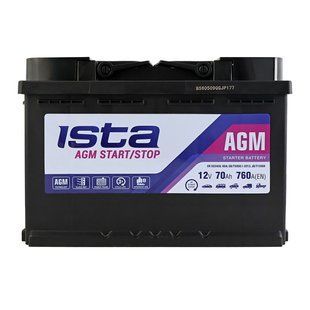 Автомобільний акумулятор ISTA AGM 70Ah 760A R+ (L3) 365515 фото