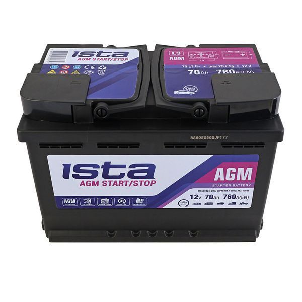 Автомобільний акумулятор ISTA AGM 70Ah 760A R+ (L3) 365515 фото