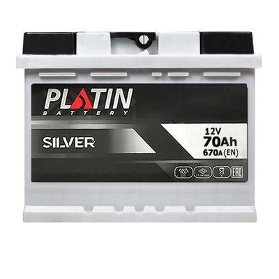 Автомобільний акумулятор PLATIN Silver 70Ah 670A R+ (правий +) MF (L2) 566125882982 фото