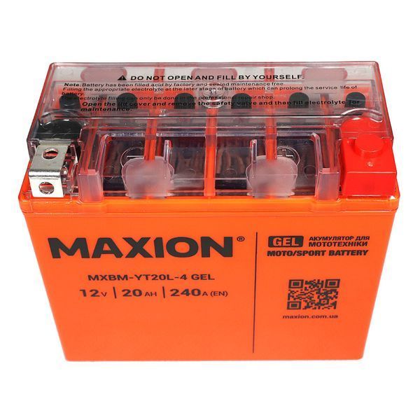 Мото акумулятор MAXION (HUAWEI) 24MXBM-YT20L-4 GEL (12V, 20Ah, 240A, -/+) 10011049 фото