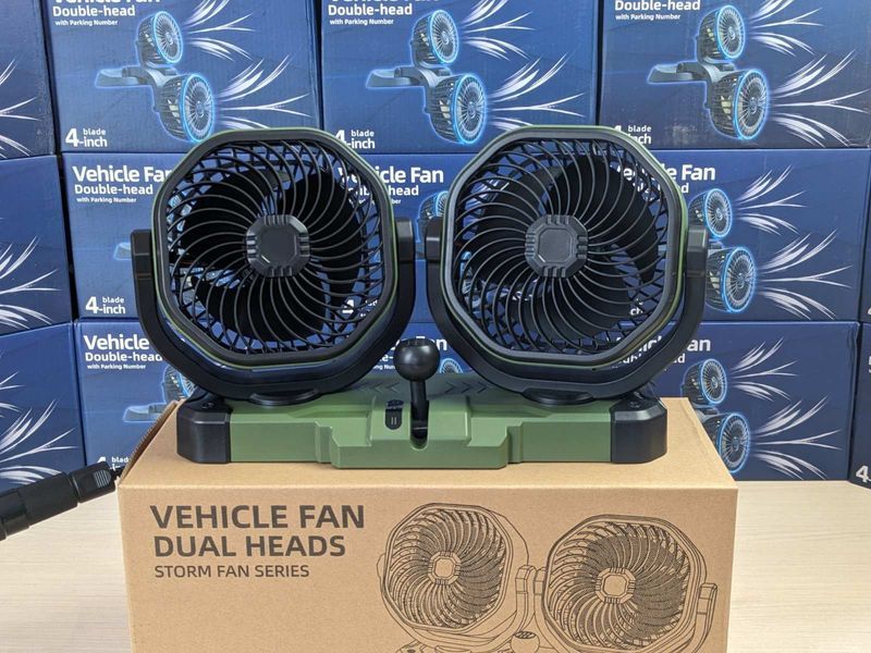 Автомобільний вентилятор з двома головками, 14 см (5V USB) 112806 фото