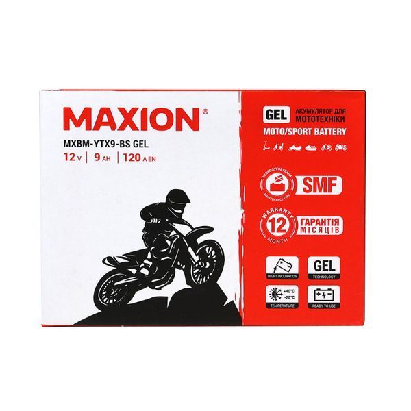 Мото акумулятор MAXION (HUAWEI) 24MXBM-YTX9-BS GEL (12V, 9Ah, 120A, +/-) 10011058 фото