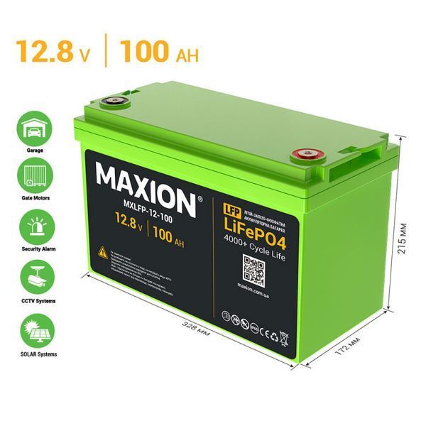 Комплект резервного живлення Інвертор+Акумулятор MAXION MXIN- XL1212 (12V, 1000W) з чистою синусоїдою / Літієвий акумулятор MAXION-100Ah ( LiFePO4) (12V, 1280W) 1022485 фото