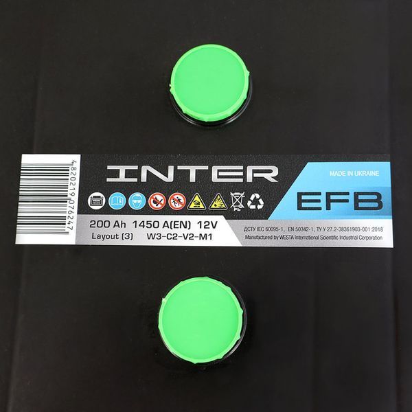 Автомобільний акумулятор INTER EFB Premium 200Ah 1450A L+ (D5) 4820219076247 фото