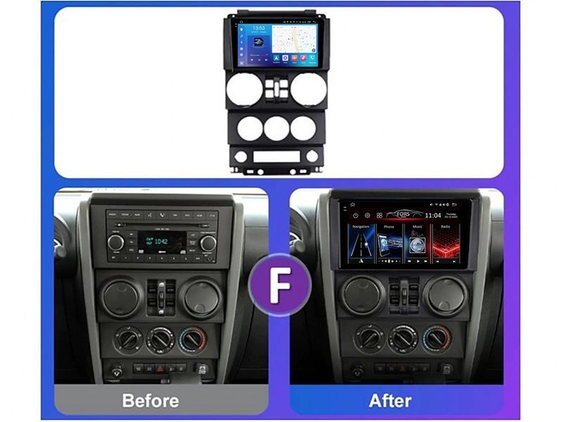 Штатна магнітола FORS.auto FS 4 MAX для Jeep Wrangler Rubicon (4+32Gb, 9&quot\;, 4 doors) 2008-2010 FS-5329 фото