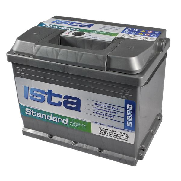Автомобильный аккумулятор ISTA Standard (L2) 63 Аh 570A R+ 566125885225 фото